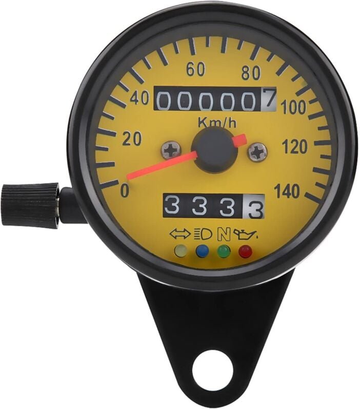 Motorrad-Kilometerzähler/Tachometer, 60 mm, LCD-Anzeige, Schwarz, Universal für Motorräder