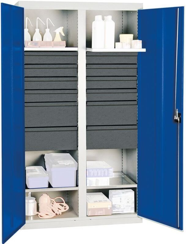 Stumpf Werkzeug- und Materialschrank Serie 3000 lichtgrau + 8 Schublade 100 mm + 4 Schublade 200 mm + Mitteltrennwand + ...