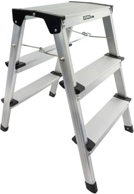 Aluminium Trittleiter gat 3S, 3-stufig, 150 kg belastbar - Güde