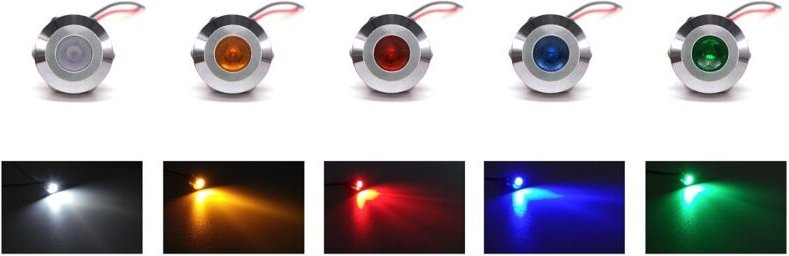 Stück LED-Anzeigeleuchte für Armaturenbrett, 12 V, Farben, 14 mm