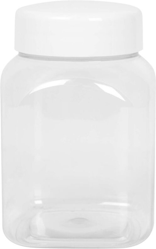 Vierkantdose mit Deckel, Gewinde 63/485, transparent, 500ml
