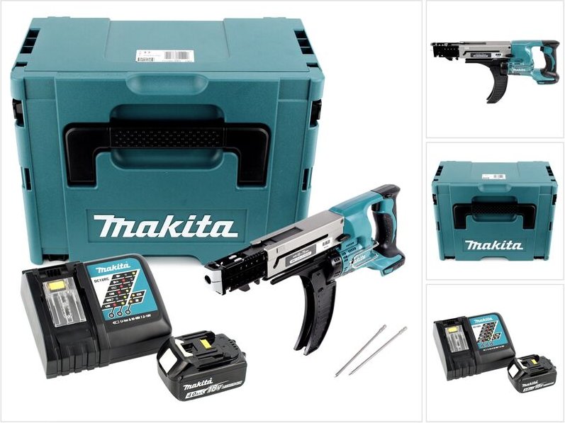 Makita DFR 750 RM1J Akku Magazinschrauber 18V 45-75mm + 1x Akku 4,0Ah + Ladegerät + Makpac