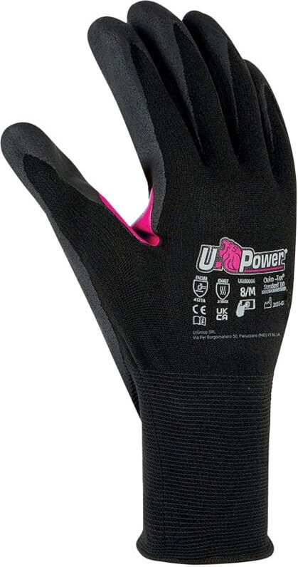 Love Arbeitshandschuhe Nylon Touchscreen Schwarz Fuchsia 8/M 1St - U-power
