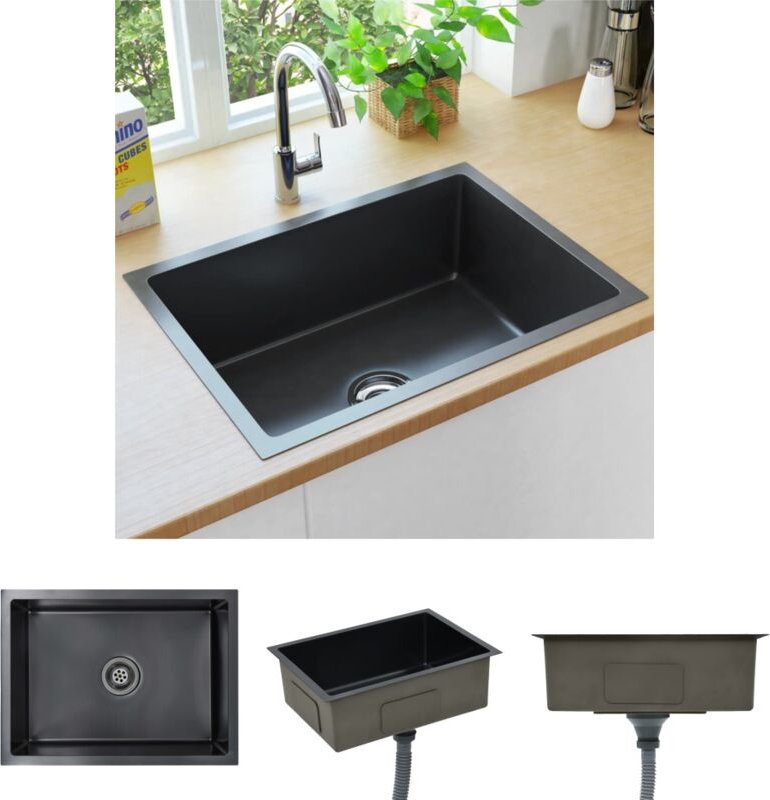 The Living Store - Handgefertigte Küchenspüle Schwarz Edelstahl - Küchenspülen & Spülbecken - Schwarz