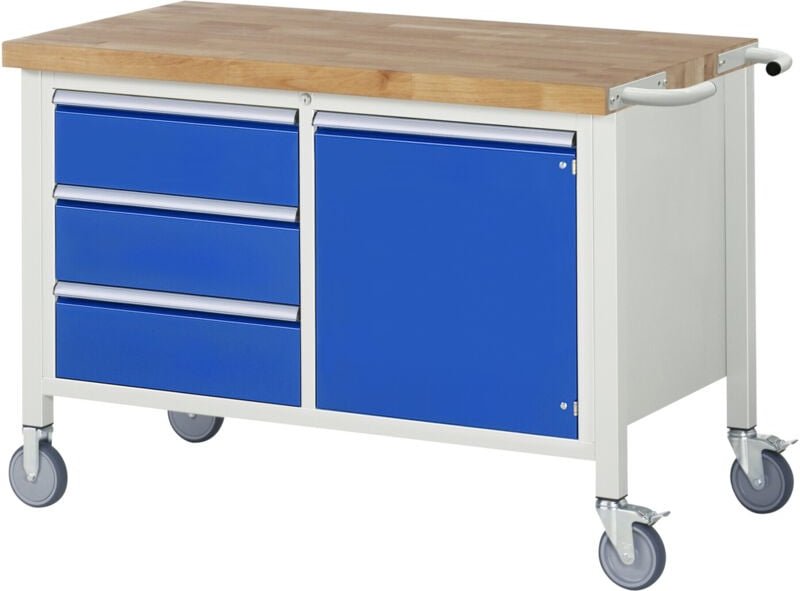 Fahrbare Werkbank 8468, B1250xT700xH880mm, 3x Schublade-TA, 1x Tür - RAU