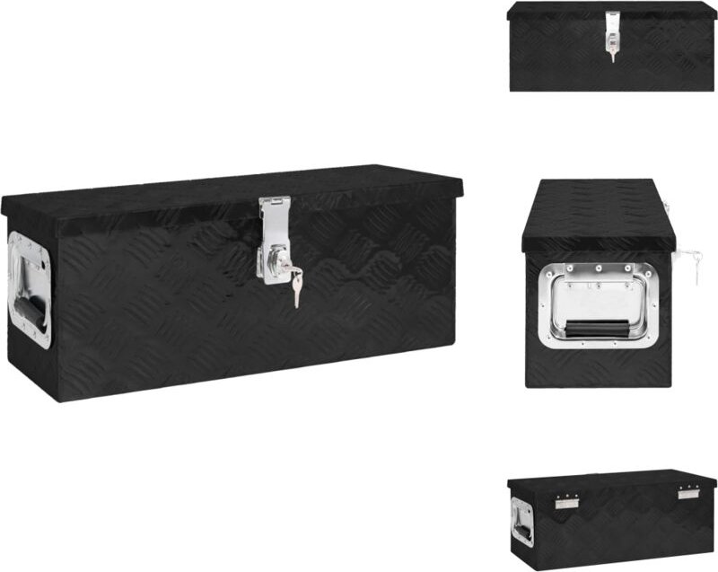 Werkzeugkästen - Living Aufbewahrungsbox Schwarz 60x23,5x23 cm Aluminium - Schwarz