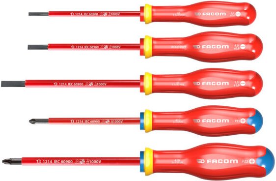 Set aus 5 isolierten Schraubendrehern PROTWIST, 1000 Volt, FACOM ATP.J5VE
