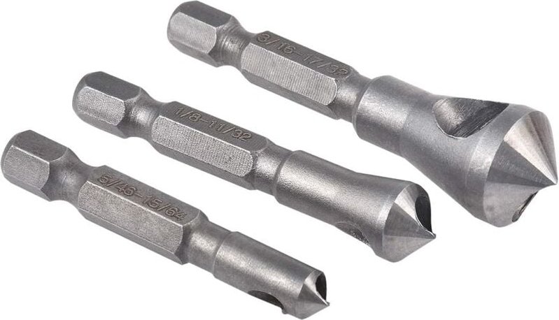 Ersandy - Senk- und Entgratungswerkzeug-Set, 3-teilig, 90-Grad-Körnerwerkzeug-Sets für Senker-Fasen-Metall-Holzbearbeitu...