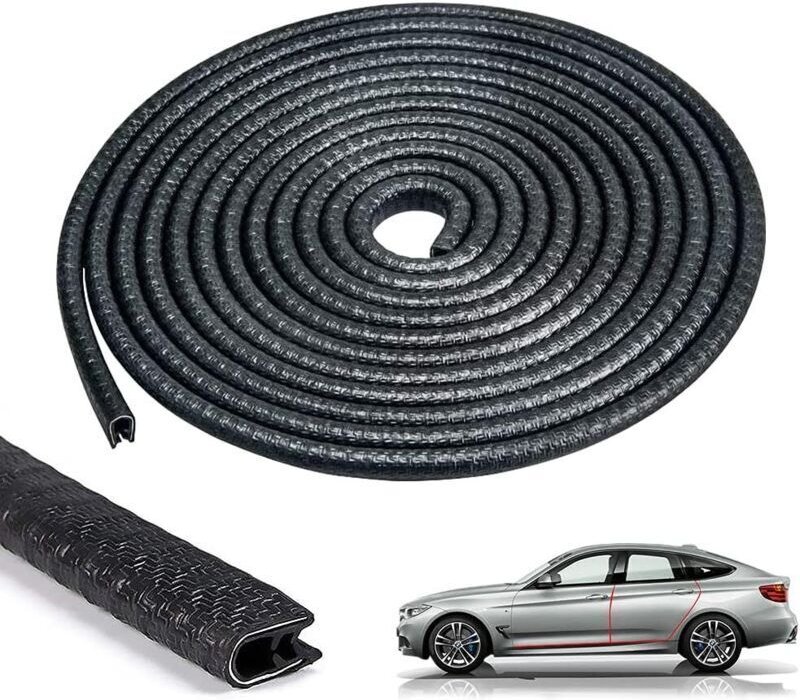 10 m Kantenschutz für Autotüren, U-förmiger Gummidichtungsstreifen, Kollisionsschutz (10 m, Schwarz) - KZQ