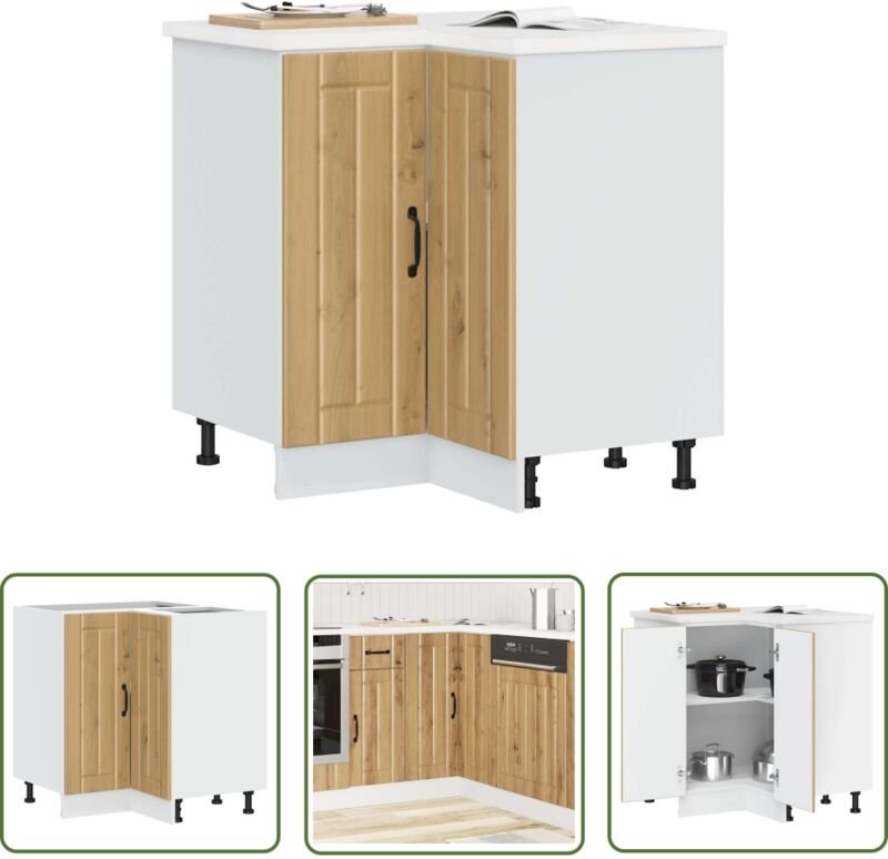 The Living Store - vidaXL Küchen-Eckunterschrank Lucca Artisan-Eiche Holzwerkstoff