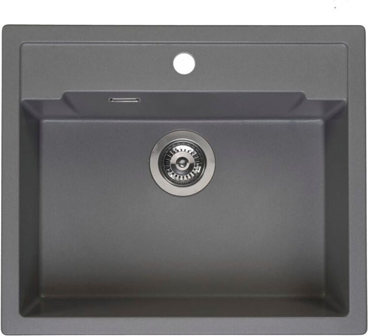 Einbauspüle mit Frontblende Amsterdam 54 - robustes Spülbecken aus Granit, grey silvery - Reginox