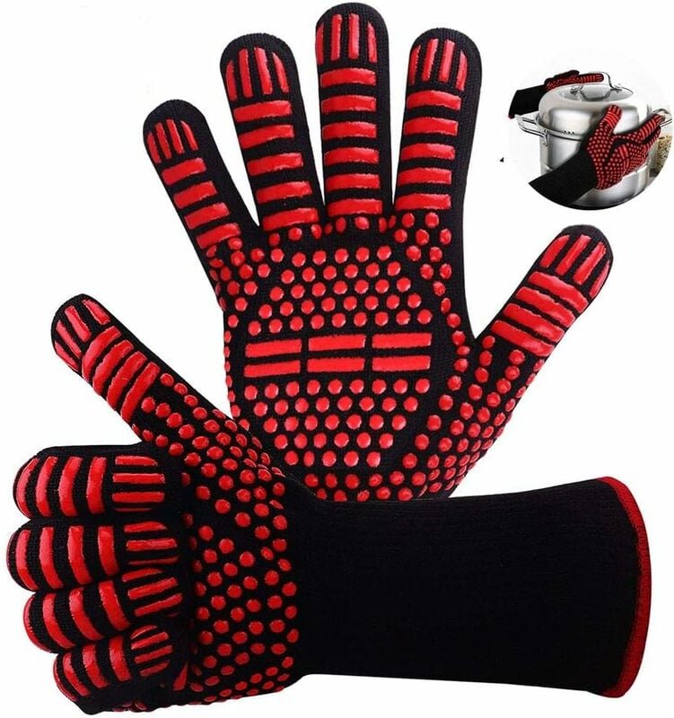 Mumu - Grillhandschuh, Anti-Hitze-Handschuh, Ofenhandschuhe bis 800 °c, universelle hitzebeständige Küchenhandschuhe, fü...