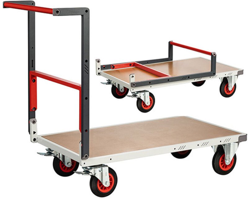 Klappbarer Transportwagen, montiert geliefert - Platte 850 x 495 mm - Tragfähigkeit 400 kg - 806721231