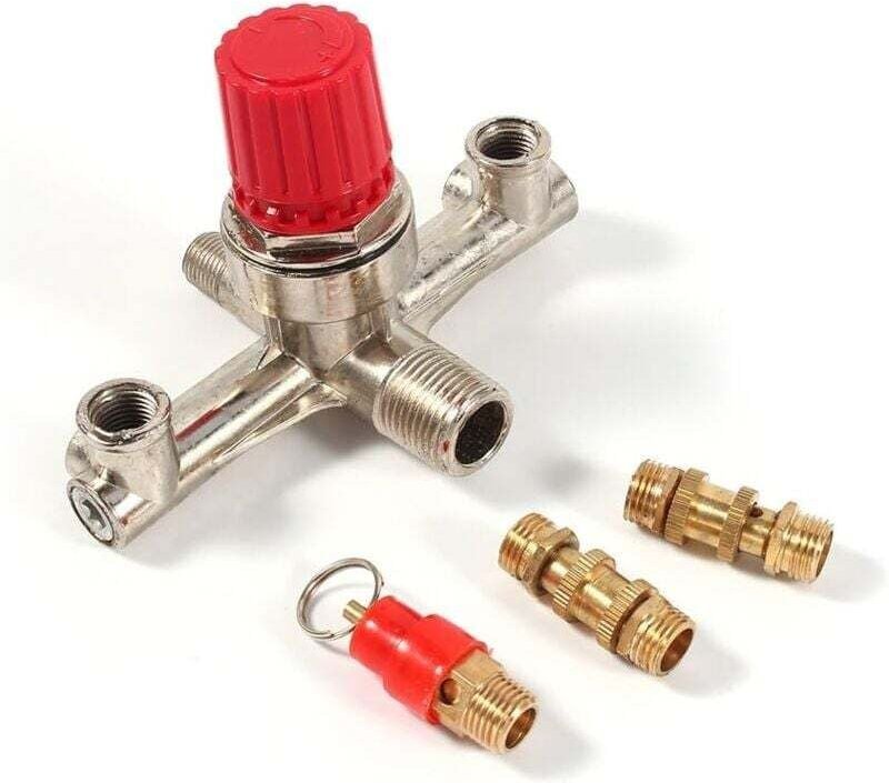 Luftdruckreglerventil, Luftkompressor, Doppelauslassrohr, Zinklegierungsverschraubung mit Einstellung - Aiperq