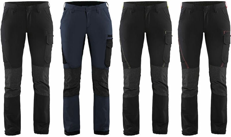 Thumbnail - Blaklader - 7122 Service Stretch 4 vie Damen Arbeitshose - xs - Schwarz / Rot