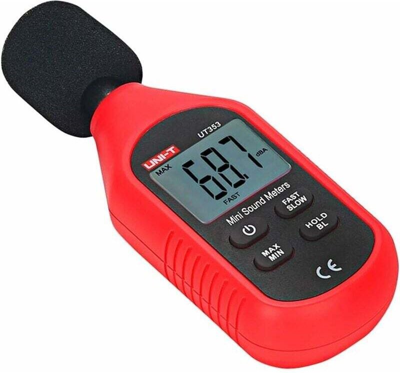 UT353 Dezibelmessgerät, digitaler Schallpegelmesser, 30–130 dB, Audiolautstärke und Geräuschmessung, Max./Min., schnell/...
