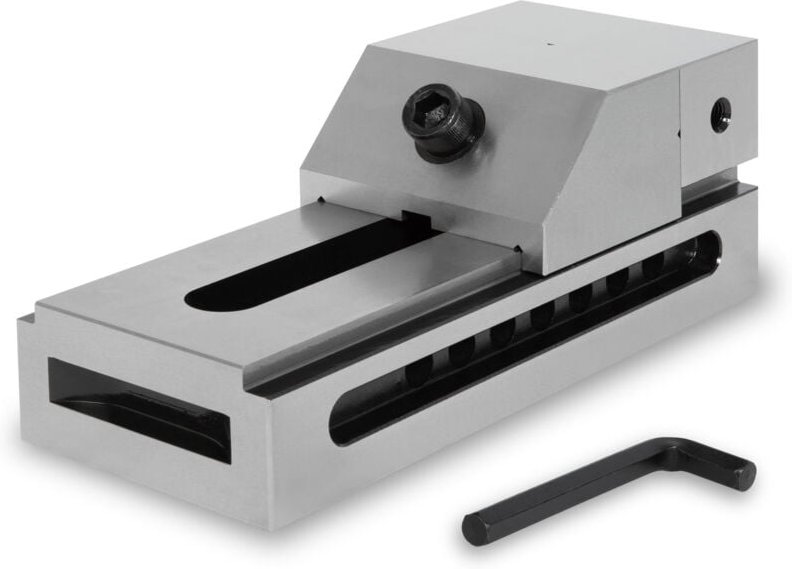 EBERTH Präzisions-Niederzugschraubstock, Backenbreite 100mm, maximale Spannkraft 125mm, Backenhöhe 45mm, aus robustem St...