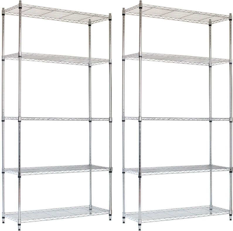 Thinia Home - 2er-Pack 5-stöckige Stangenregale 125kg 90x35x180cm