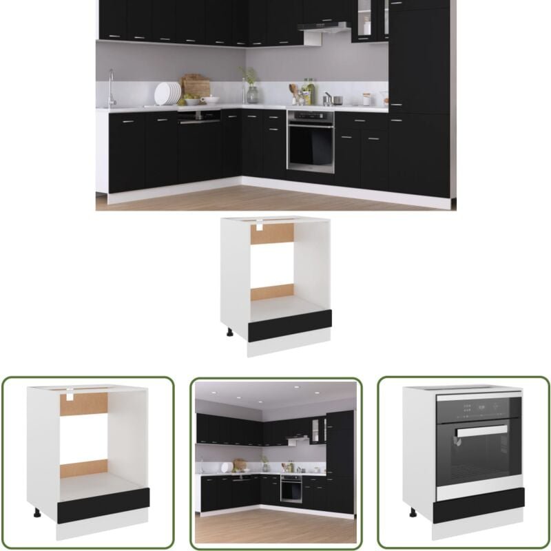 The Living Store Herdumbauschrank Schwarz 60x46x81,5 cm Holzwerkstoff - Herdumbauschrank - Küchenschrank - Holzschrank -...