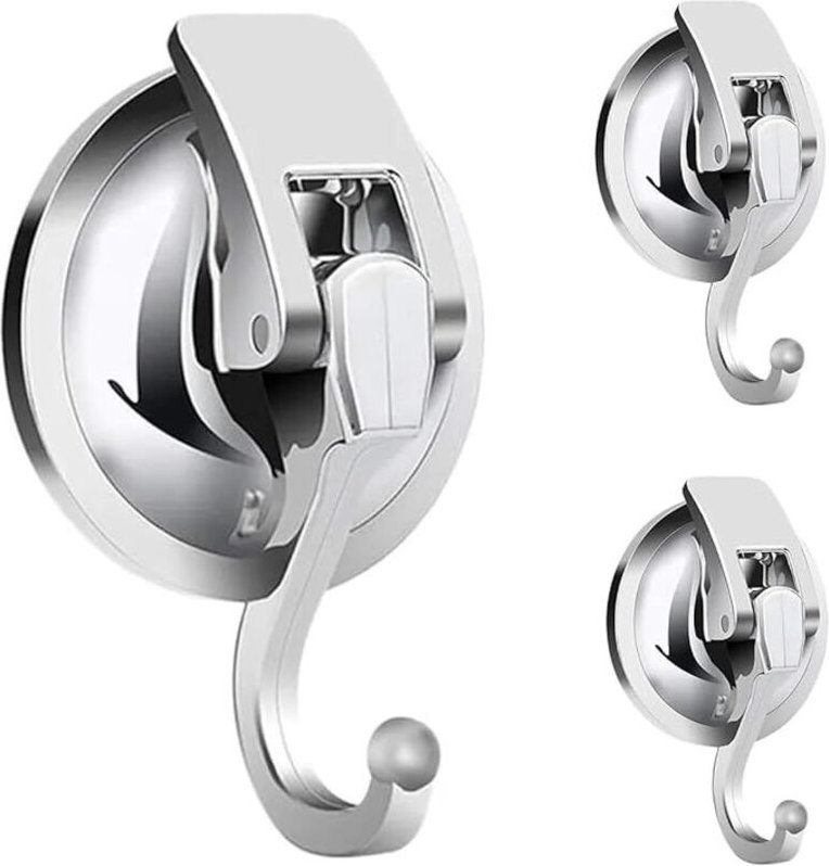 Set mit 3 leistungsstarken Haken mit Vakuum-Saugnapf, 10 kg, Kunststoff-Wandhaken ohne Bohren, Badezimmer-Handtuchhalter...