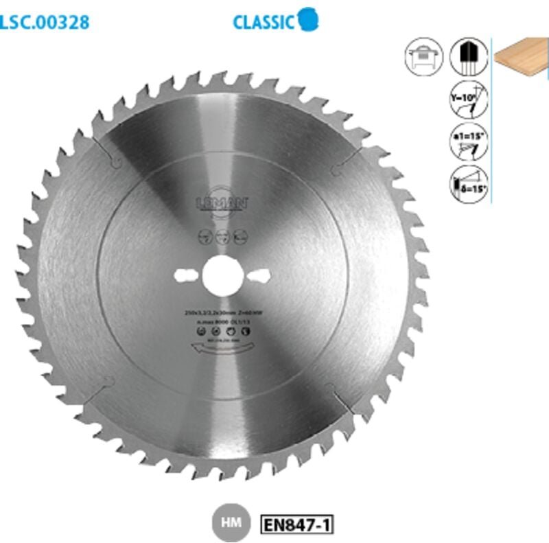 Kreissägeblatt zum Formatieren von Holz Classic ø 400 Bohrung 30 Stärke 3,5/2,5 mm Nuten 60