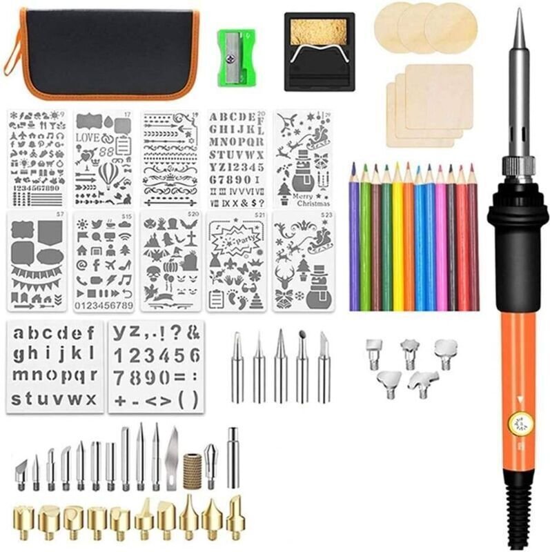 60-W-Holzbrennset, professionelles Holzbrennstift-Werkzeug, Holzbrenner zum Prägen, Schnitzen, Brandmalerei, Löten, EU-S...