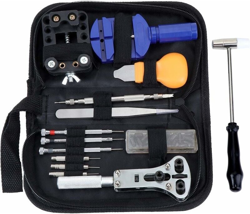 Mumu - 14-teiliges professionelles tragbares Uhrenreparaturset, Uhrenwerkzeug für Anfänger, professioneller Uhrmachersam...