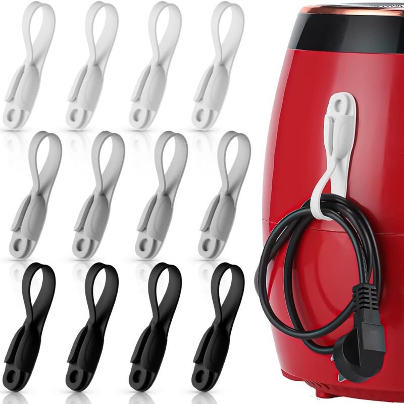 Thumbnail - 12 Stück Kabel-Organizer für Haushaltsgeräte, selbstklebende Silikon-Kabel-Organizer für Luftfritteusen, Toaster, Abschl...