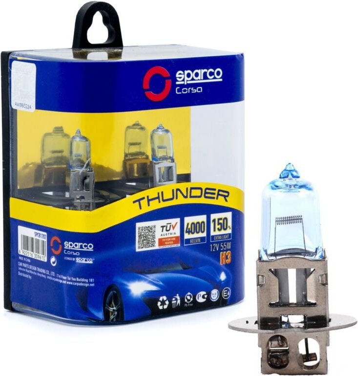 Sparco Halogenlampen H3 12V 4000K Warmweiß 55W PK22s, 2 Stück