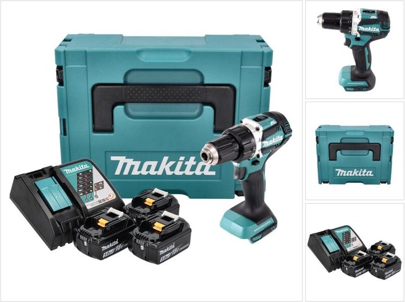 Ddf 484 RT3J Akku Bohrschrauber 18 v 54 Nm Brushless + 3x Akku 5,0 Ah + Ladegerät + Makpac - Makita