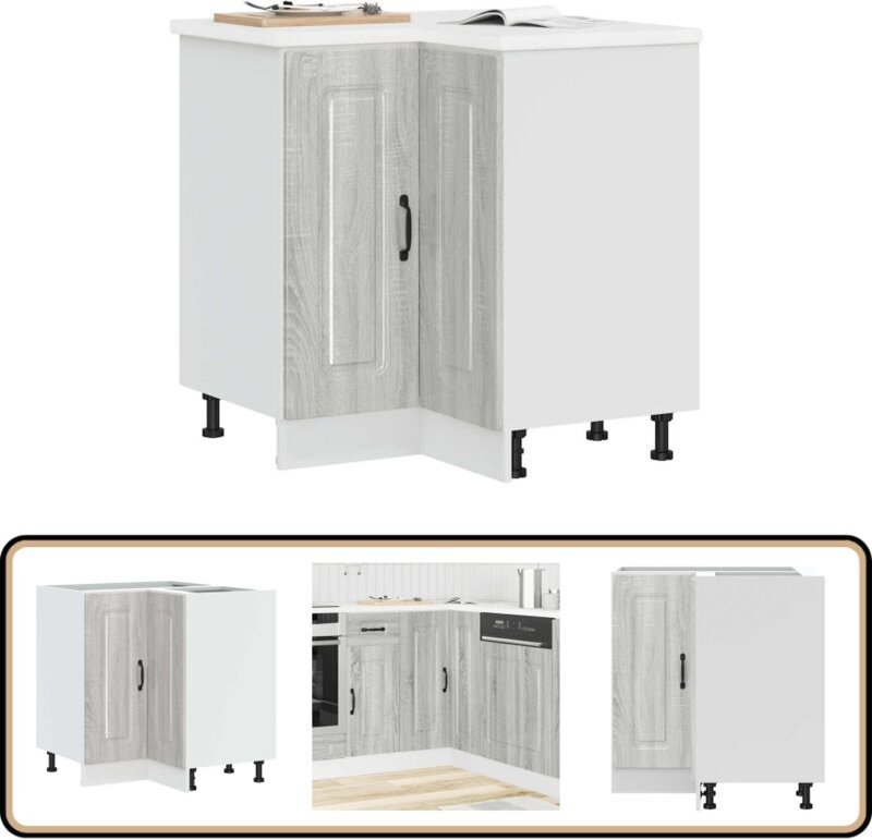 vidaXL Küchen-Eckunterschrank Kalmar Grau Sonoma Holzwerkstoff