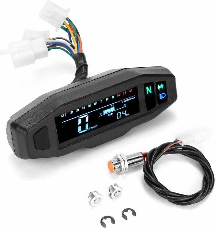 Motorradmessgerät, Mini-Universal-Motorrad-Digital-LCD-Tachometer, digitaler Kilometerzähler, Elektromotorrad-Drehzahlme...