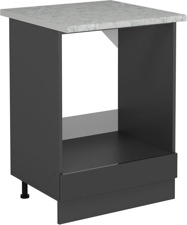 Herdumbauschrank R-Line, Anthrazit Hochglanz, 60 cm ap Marmor Vicco