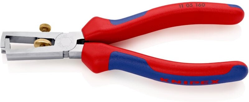 KNIPEX 11 05 160 SB Abisolierzange mit Öffnungsfeder, universal mit Mehrkomponenten-Hüllen verchromt 160 mm