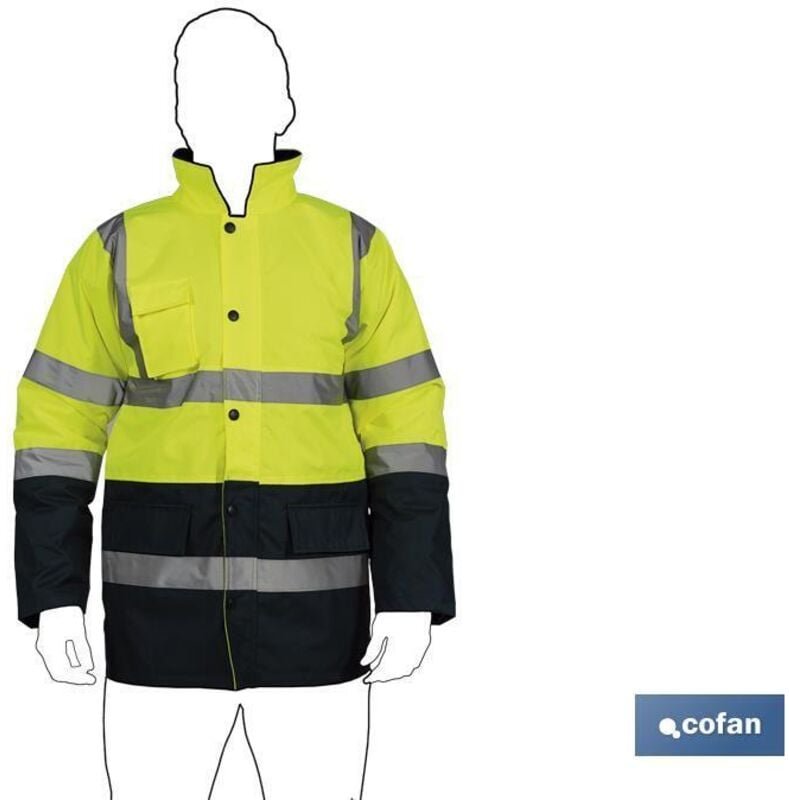 Warnschutzparka, Modell Deneb, Gelb und Blau, Größe Xxxl