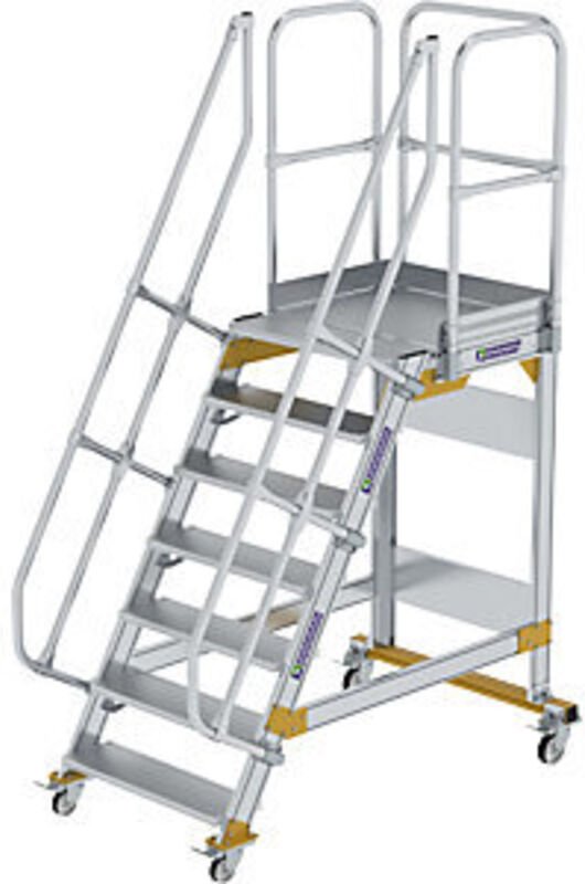 Plattformtreppe 60° fahrbar Stufenbreite 0,8 m 7 Stufen - 600727 - Günzburger Steigtechnik