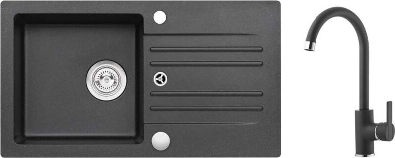 Alveus Sets - Granitspüle-Set Cortina 140 und Armatur Tonia, carbon SETA735