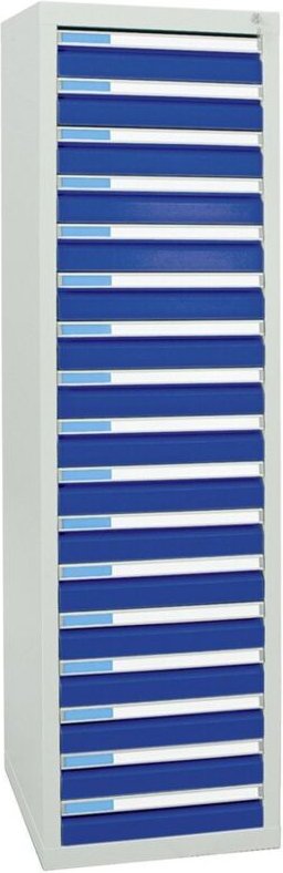 Schubladenschrank Serie esta, 17 Schubladen enzianblau (17x100mm) - Stumpf