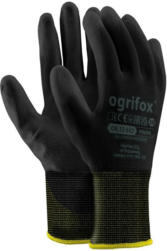 144 Paar Arbeitshandschuhe Polyester Polyethan Beschichtet Montage Schutzhandschuh schwarz Größe 10 - Schwarz