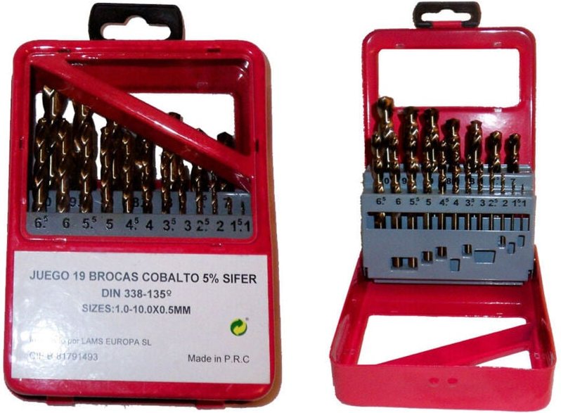 Mibricotienda - sifer Kobaltbohrer-Set 1-10 mm 19-teilig Metallkoffer H-1905