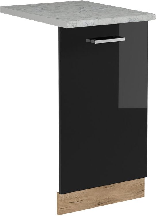 Vicco - Geschirrspülblende R-Line, Schwarz Hochglanz, 45 cm , ap Marmor