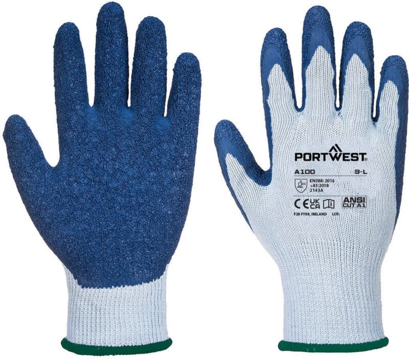 Latex-Beschichtete Handschuhe Grau/Blau S - Größe 7