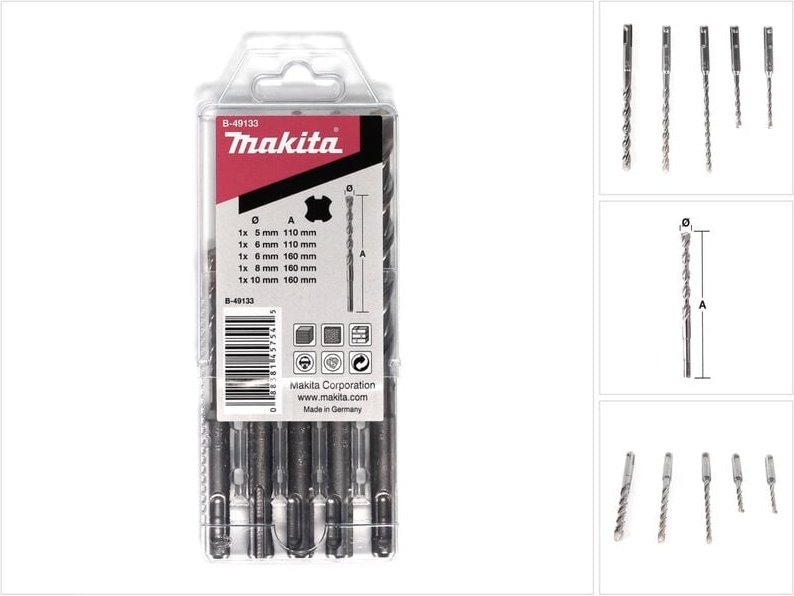 SDS-VPlus Bohrer Set 5 teilig SDS-Plus Hammerbohrer ( B-49133 ) - Makita