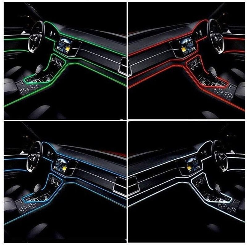 Trade Shop Traesio - Trade Shop - 12V Autoinnenraum LED-Streifen Glasfaser dekorative Atmosphäre Licht - -3 m-Rot