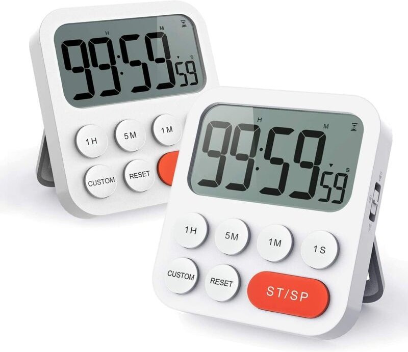 Alovez - Küchentimer – 2-teilig, Küchentimer mit digitaler Uhrfunktion, Schnelleinstellung, benutzerdefinierter Modus, 3...