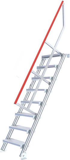 Industrietreppe 10 Stufen - Standhöhe 2.50m - Stufenbreite 1000mm - Anstellwinkel 60° - 22101010