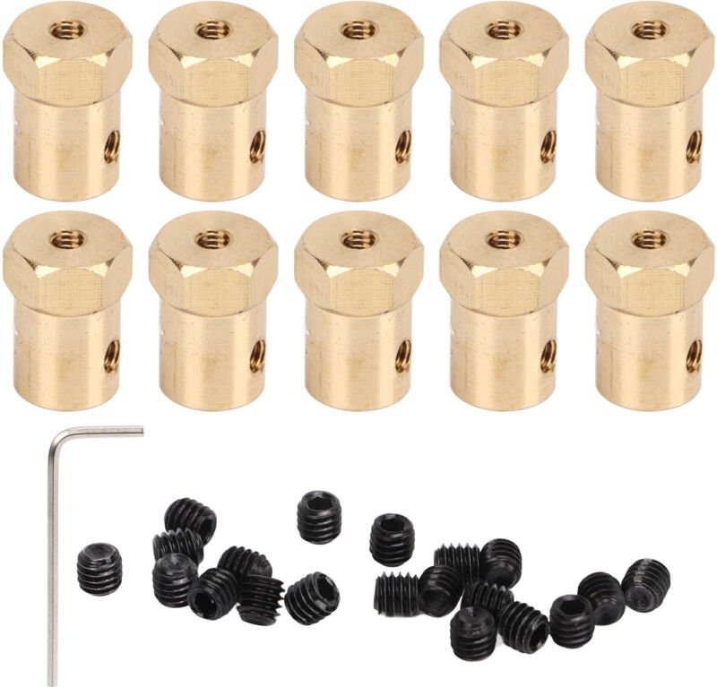 Jeffergarden Sechskantwellenkupplung 6mm Messing Flexible Kupplerverbindung für RC -Autoreifen 10pcs