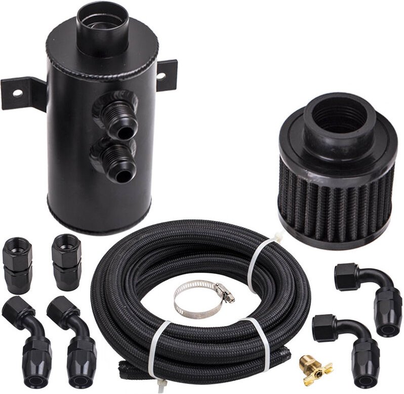 Aluminiumölsammeltank mit Filter 0,75 l 3 m geflochtener Nylonschlauch AN10Aluminiumlsammeltank mit Filter 0,75 l 3 m ge...