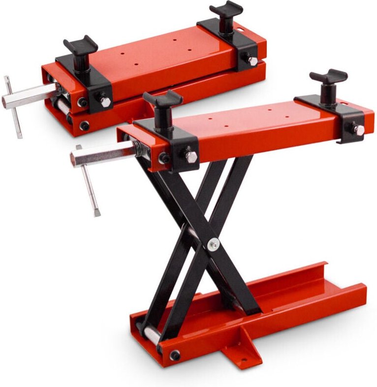 Bituxx Motorrad Heber Hebebühne Montagebock Scherenheber Montageständer Lift mit Bodenfixierung bis 500kg Rot