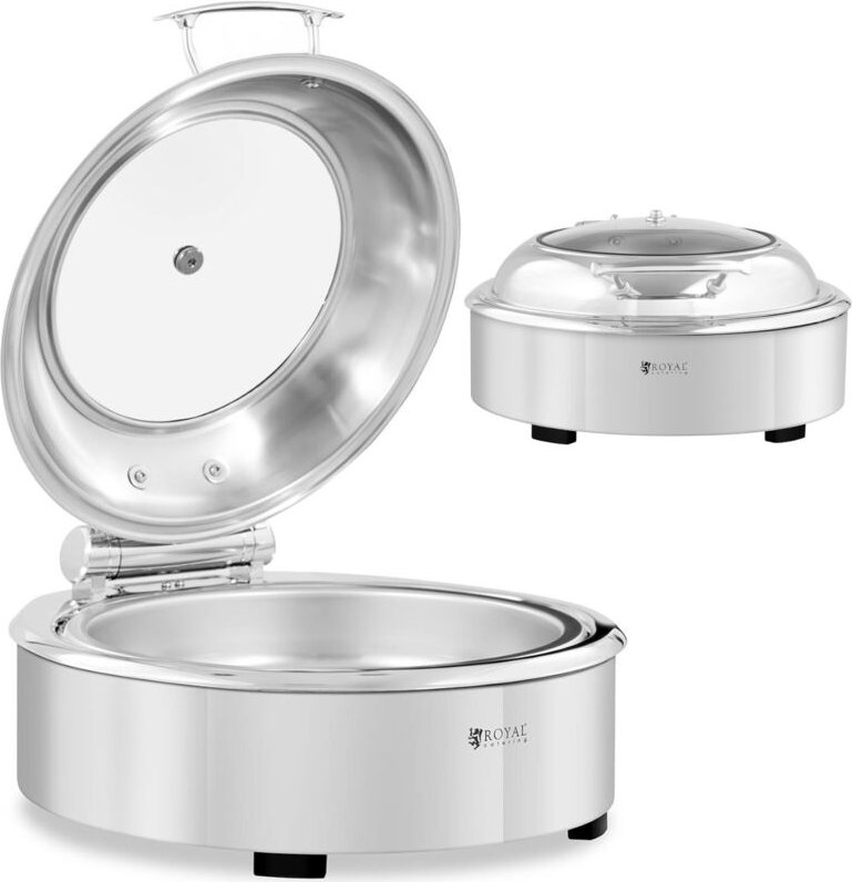Thumbnail - Royal Catering - Chafing Dish Warmhaltebehälter Rechaud rund mit Sichtfenster 5,5 l